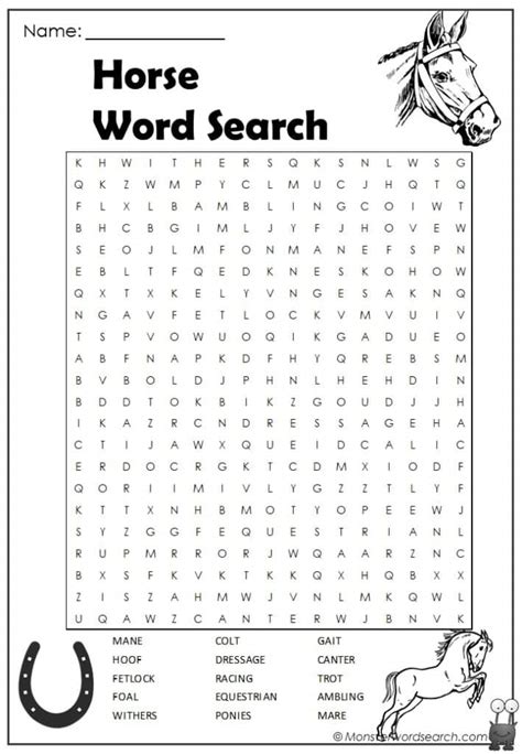 Horse Word Search Printable
